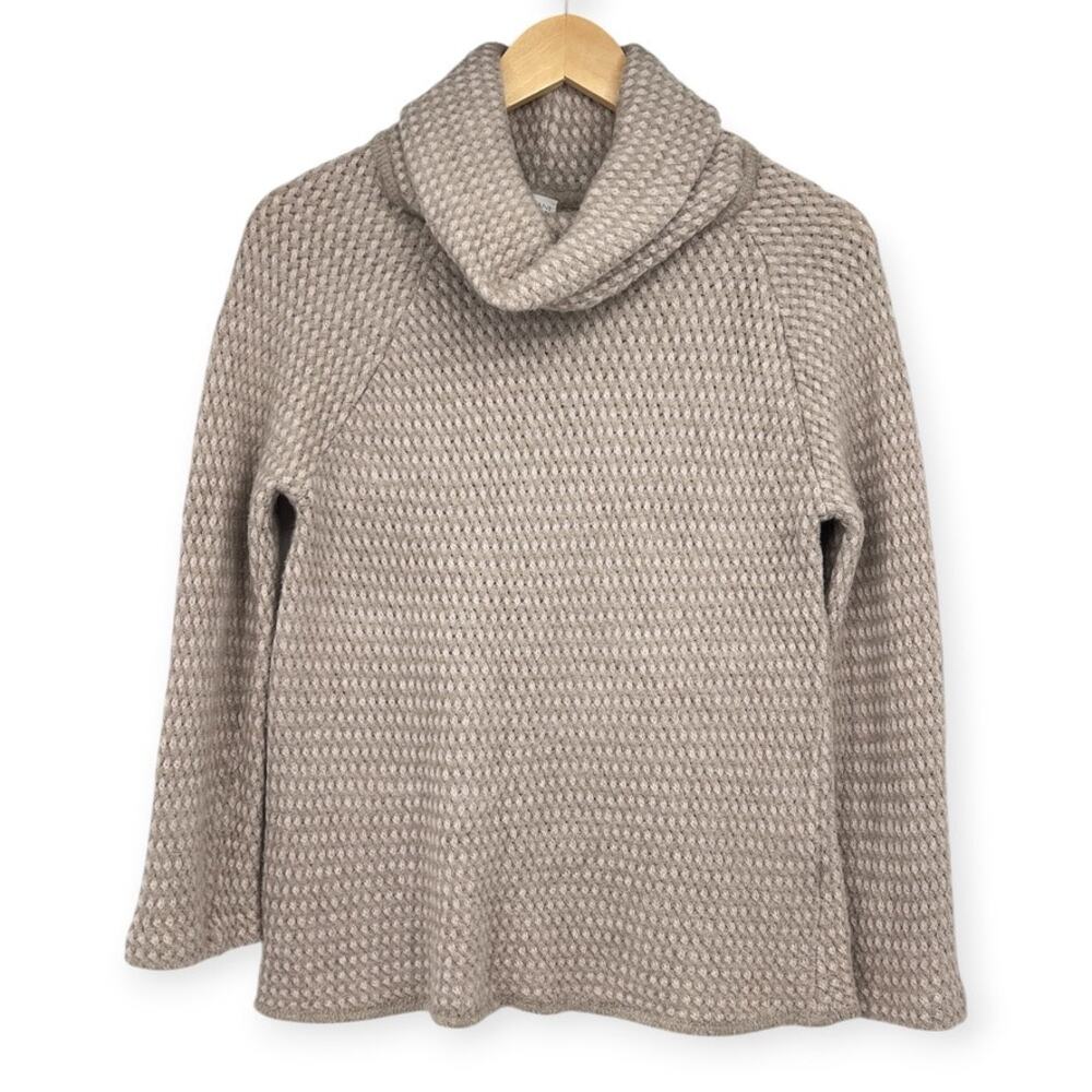 Armani Exchange Tan Wool Blend Cowl Neck Woven Knit Sweater Women's 8 Minimalist